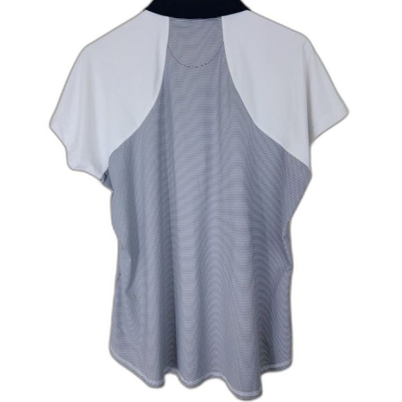 Navy Blue & White UPF Sun Protection PETER MILLAR Short Sleeve Zip Polo Shirt - Picture 2 of 5